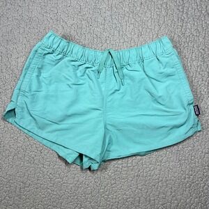 Patagonia Womens Baggies Shorts Teal Green Nylon Mesh Lined Size S 57058